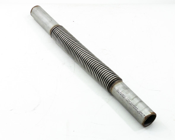 KF40 bellows hose – top-down end view of opposite hose end showing inner bore and light surface oxidation on the rim edge