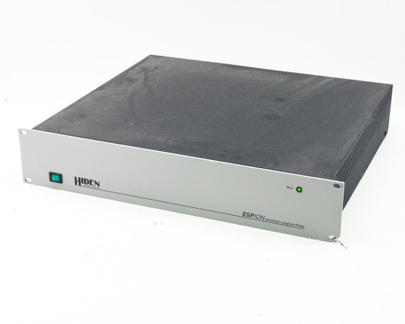 Hiden Analytical ESPION Advanced Langmuir Probe Controller – front-right three-quarter view showing silver rackmount chassis with power switch and Run LED
