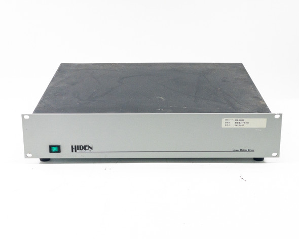 Hiden Analytical LMC Linear Motion Driver – front three-quarter view showing Hiden Analytical branding and asset tag