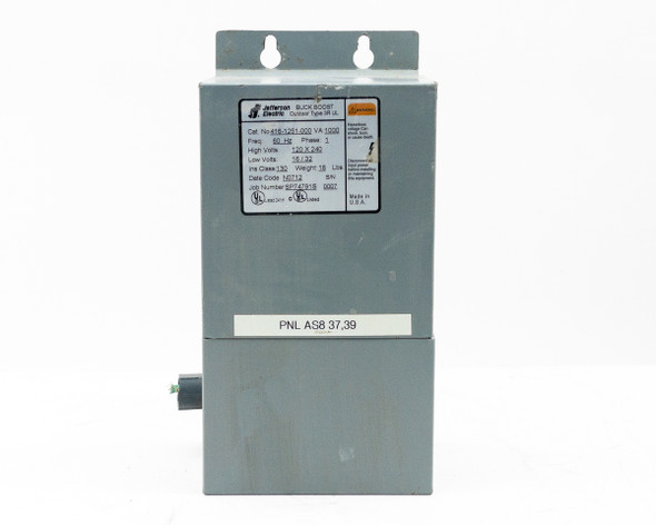 Jefferson Electric 416-1251-000 Buck Boost Transformer — front-left angle view showing nameplate and conduit knockouts