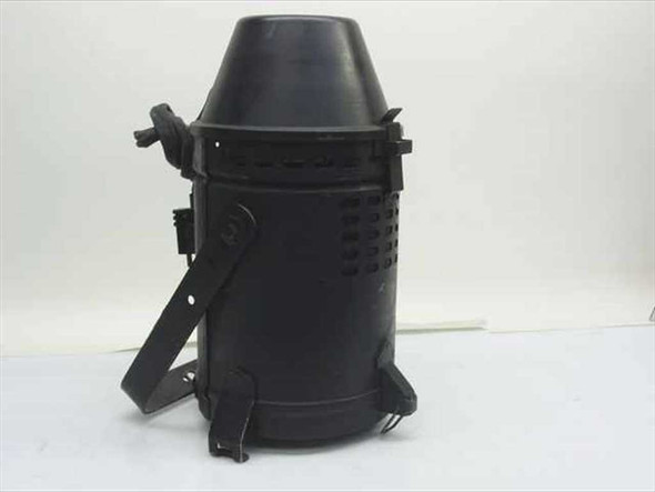 Strand Lighting par can stage fixture, right-side view showing ventilation slots, bracket, and yoke hardware
