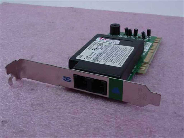 Dell 079EKD GVC F-1156IV/R9F 56K PCI fax modem card – angled view showing PCI edge connector and single RJ11 port on bracket