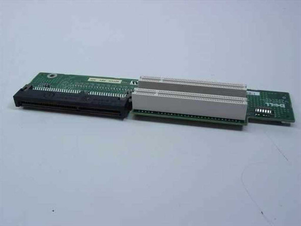 Dell 62YVH PCI riser card angled side view showing edge connector and dual PCI slot connectors