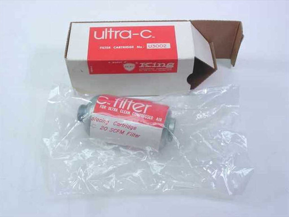 King Engineering U3002 Ultra-C Filter Cartridge — box open showing cartridge in sealed poly bag with C-Filter label visible