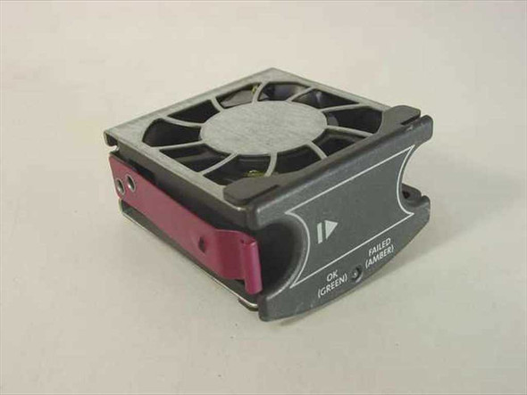 GE C2297 hot-swap cooling fan – front view showing fan blade, metal housing, and pink release latch with OK/Failed LED label on front face