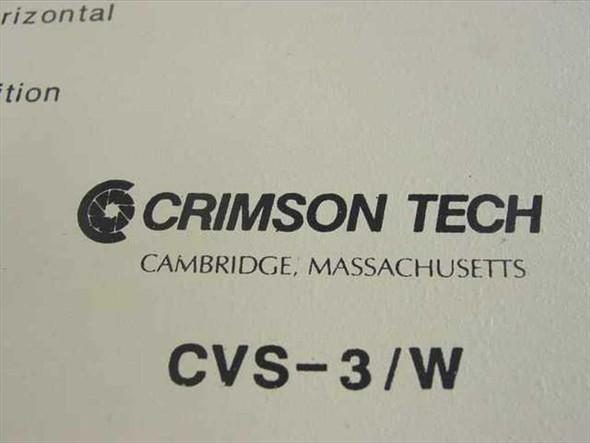 Crimson Tech CVS-3/W label closeup showing brand name and model number, Cambridge Massachusetts