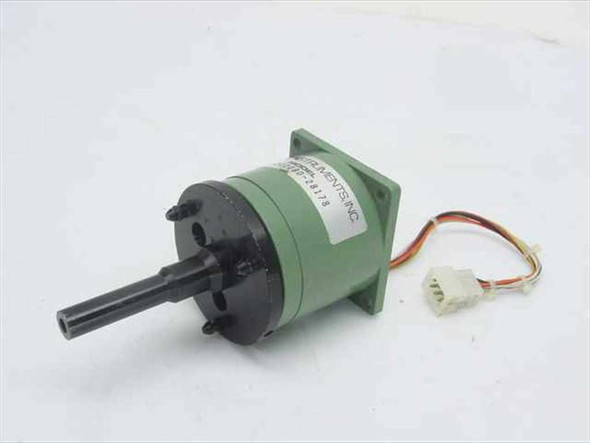 Sigma Instruments 20-2220BD-28178 stepper motor – front angled view showing green body, output shaft, and wiring harness