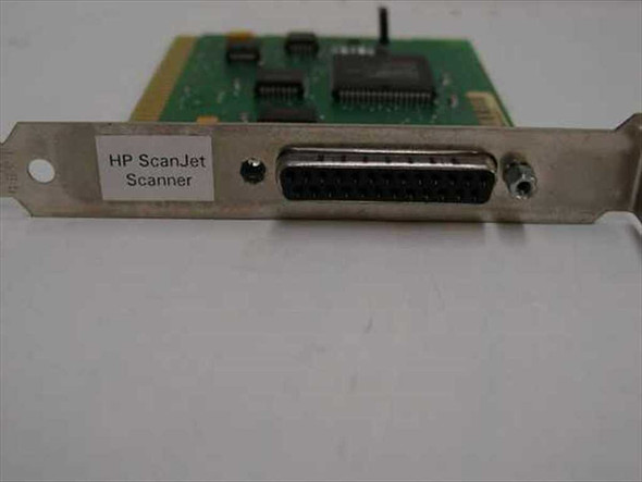 HP C2502-66500 ScanJet ISA SCSI Card – bracket closeup showing 25-pin DB25 female connector and HP ScanJet Scanner label