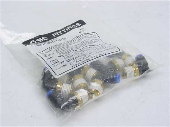 SMC KQL04-02S push-to-connect elbow fittings in original sealed factory bag, package of 10, SMC label visible on front