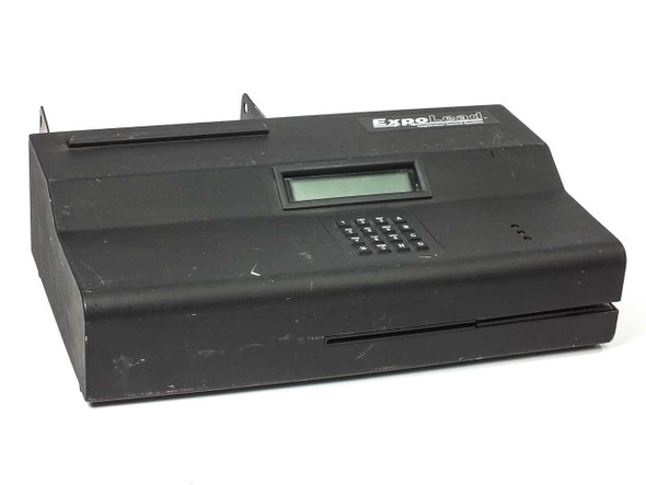 RCS ExpoLead POS terminal front view showing LCD display, numeric keypad, and magnetic card reader slot