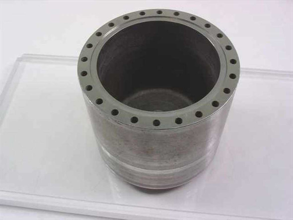 South Bay Technology large flanged stainless steel cylinder component — top-down view showing bolt-hole ring flange