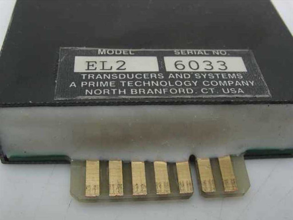 Transducers and Systems EL2 module close-up showing label with Model EL2, Serial No. 6033, and gold edge connector pins