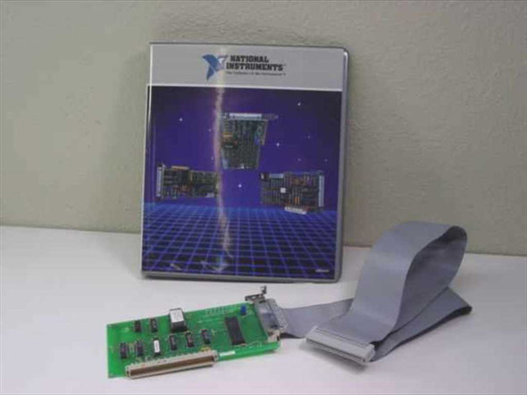 National Instruments NB-DIO-24 digital I/O card with National Instruments binder manual and ribbon cable – overview of complete lot