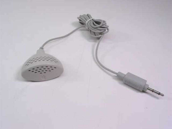 Apple 590-0670 PlainTalk Mac microphone full view showing dome-shaped body and 3.5mm cable