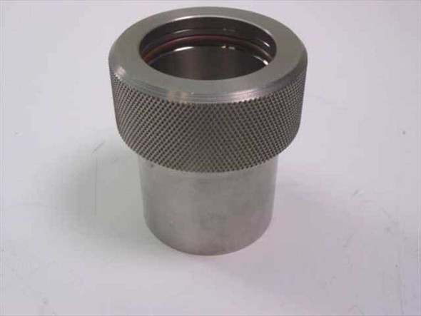 MDC 411012 stainless steel O-ring vacuum fitting assembled — top view showing knurled collar and O-ring seat