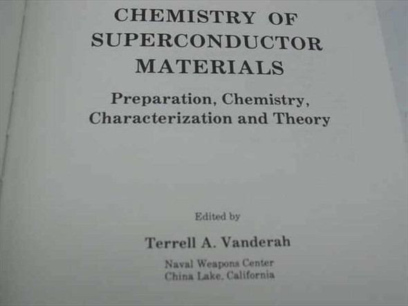 Chemistry of Superconductor Materials — title page showing editor Terrell A. Vanderah, Naval Weapons Center, China Lake, California