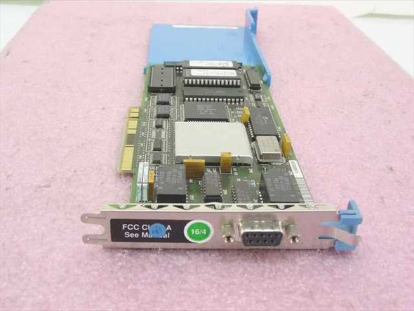 IBM 93F0331 MCA Token Ring 16/4 Mbps long network card – front component side showing DB9 connector and FCC Class A label