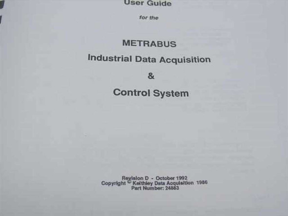 Keithley Metrabus 24883 User Guide title page showing Revision D October 1992 and Part Number 24883