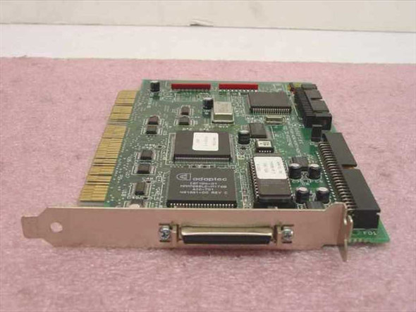 Adaptec AHA-2940A Ultra Wide SCSI PCI controller card — angled top view showing AIC-7880 chipset and external 68-pin SCSI port on bracket