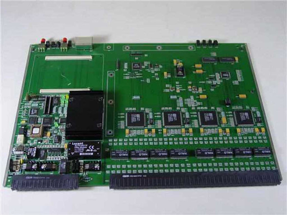 GNP Computers 1-501701EM PDSi 10/100 Ethernet Repeater PCB top view showing Lucent sub-board and main ICs