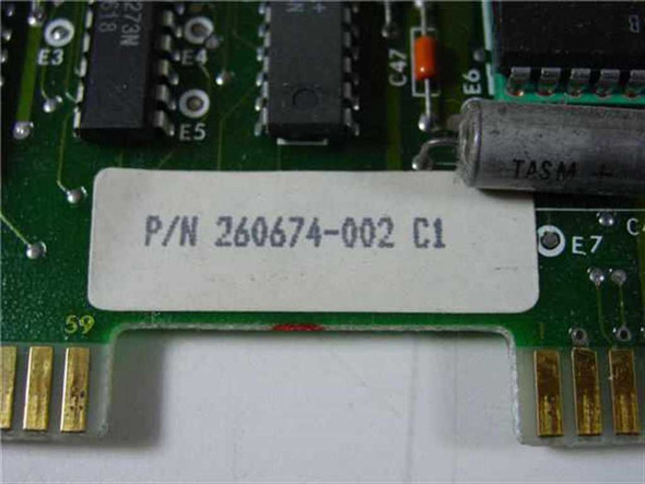 Dataproducts 260674-002 PCB card – close-up of P/N label showing 260674-002 C1 revision marking