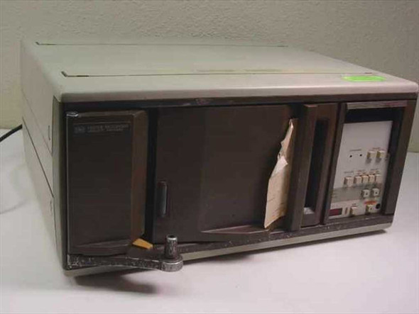 HP 78572B Thermal Chart Recorder – front left angle view showing paper compartment door open and control panel