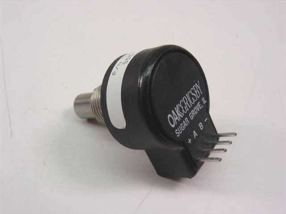 Oak Grigsby 78016 rotary encoder — front and side view showing brand label and PCB pin header