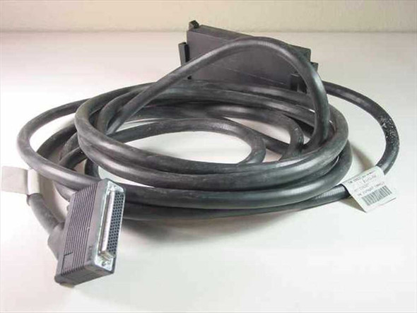 IBM 21F5097 ASCII 6-port cable 9841 — full length coiled view showing host-end high-density connector and cable run