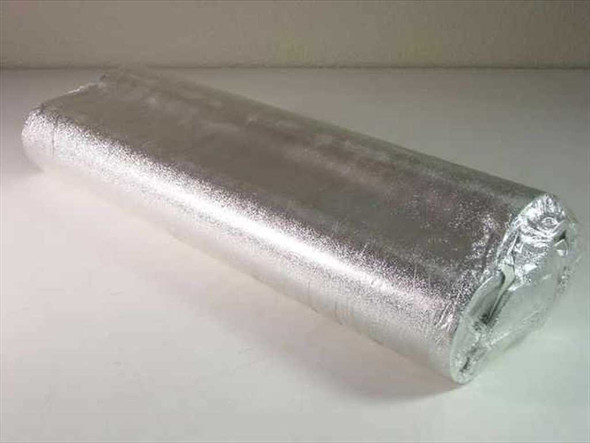 Unbranded silver printer roller kit — top view showing cylindrical foil-wrapped roll