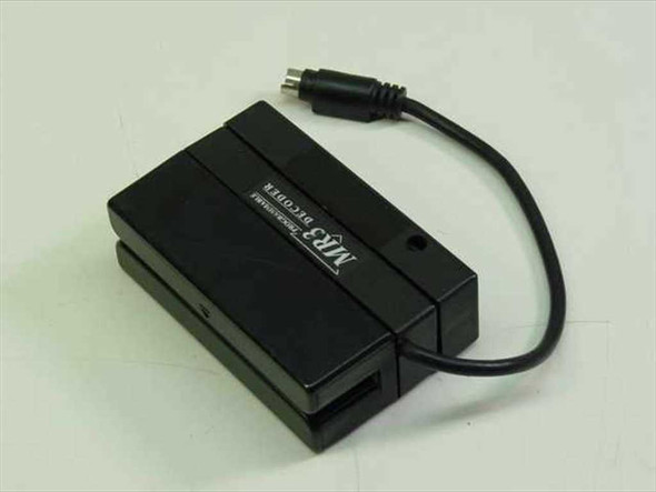 MR3 Programmable Decoder card reader – bottom-front angled view showing magnetic stripe slot and mini-DIN connector