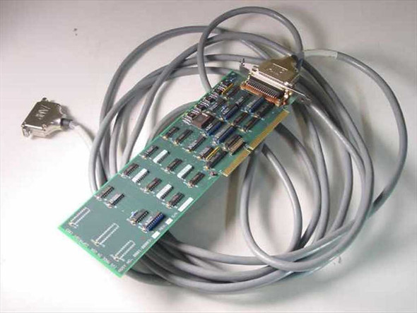 Accuvision 200 SECS II Receiver J1 Card 0001-0003-01 with Digital I/O Cable coiled — top angle view