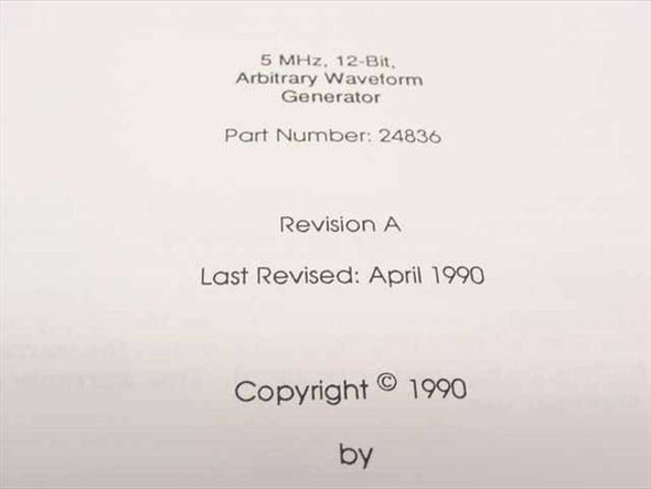 Interior title page of Keithley PCIP-AWFG manual showing Part Number 24836, Revision A, Last Revised April 1990