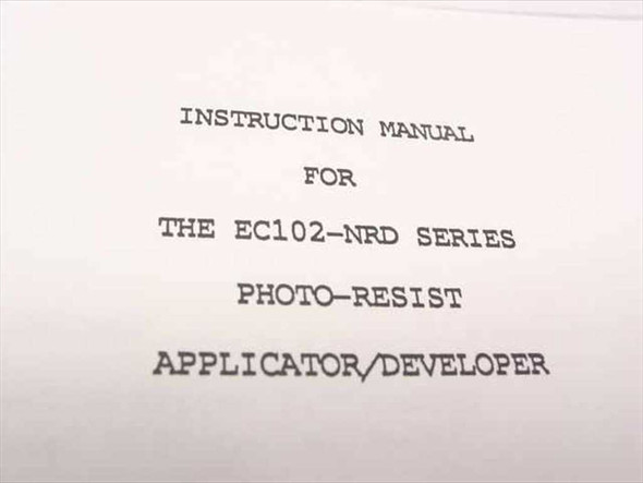 Headway Research EC102-NRD Instruction Manual – title page reading Instruction Manual for the EC102-NRD Series Photo-Resist Applicator/Developer