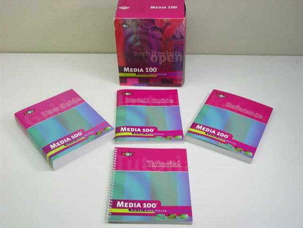 Media 100 Digital Video System full documentation set — Tutorial, Install Guide, Reference, and User Guide books with original box
