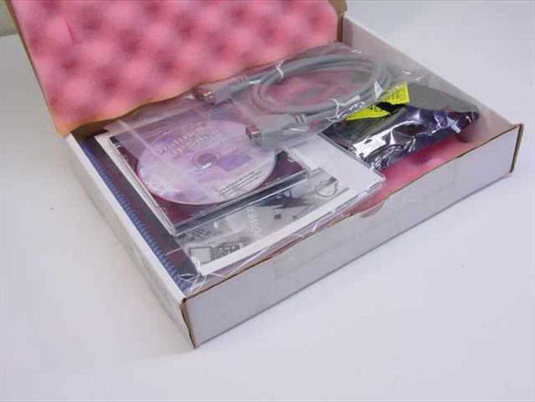 Powerware ConnectUPS-M X-Slot SNMP Module 408427656 — open retail box with foam padding, software CD, cable, and accessories visible