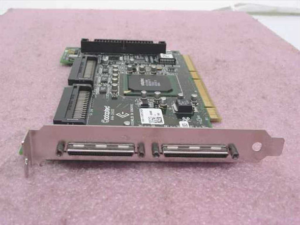Adaptec AHA-3960D CPQ02 Dual Ultra-160 SCSI PCI controller card — front view showing two external 68-pin VHDCI connectors on bracket and main PCB