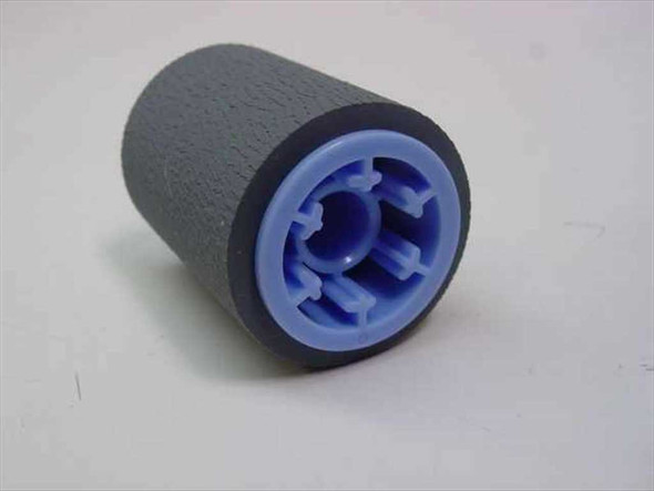HP RF5-1885-000 separation roller front view showing gray rubber exterior and blue plastic hub