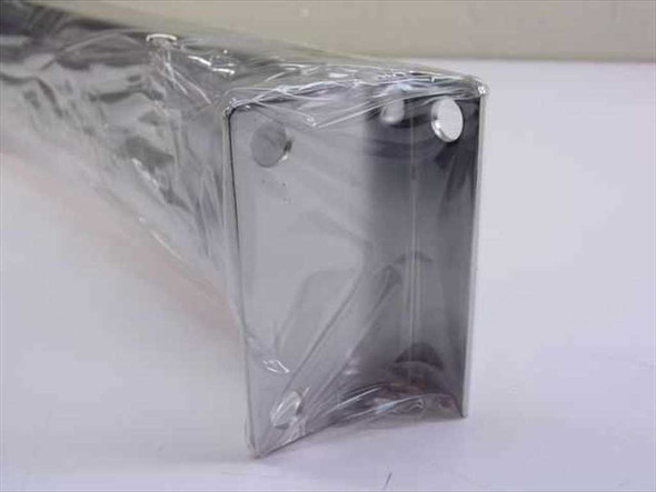 NTA Industries KD1103 rack center bar end bracket detail, showing stainless steel construction and mounting hole