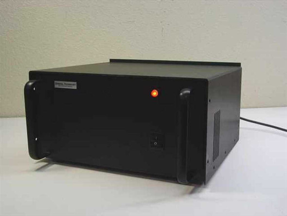 General Technology International HD-244.8-A power supply — front view showing black chassis, power indicator LED, and rocker switch