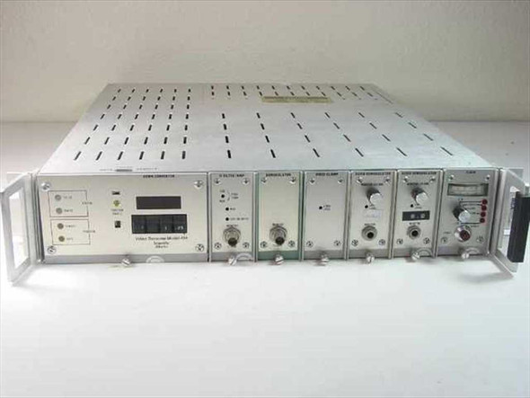 Scientific Atlanta 414 Video Receiver front view in 19-inch rackmount frame with all plug-in modules installed