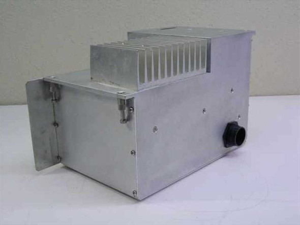 Varian 057513-05 700W TWT Power Supply – rear-right three-quarter view showing circular port opening on right side panel