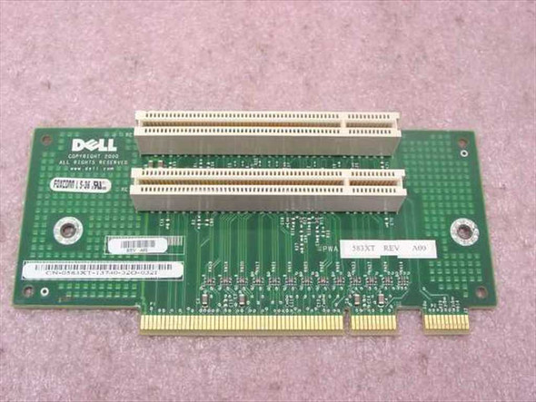 Dell 0583XT PCI riser card front view showing two PCI expansion slots and Foxconn LS-36 label