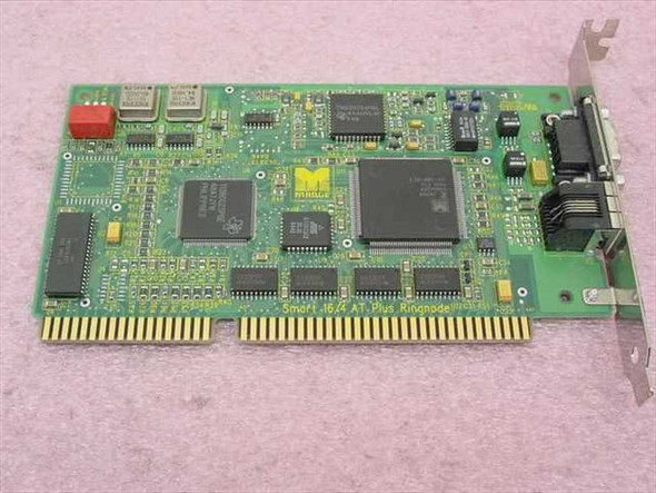 Madge 152-035-08N Smart 16/4 AT Plus Ringnode ISA Token Ring card — top-side PCB view showing main controller chips and ISA edge connector