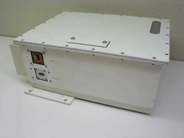 SSE Technologies ASAT-1214-1205 SSPA Upconverter – left-side and top view showing aluminum enclosure, WR75 waveguide port, and mounting bracket