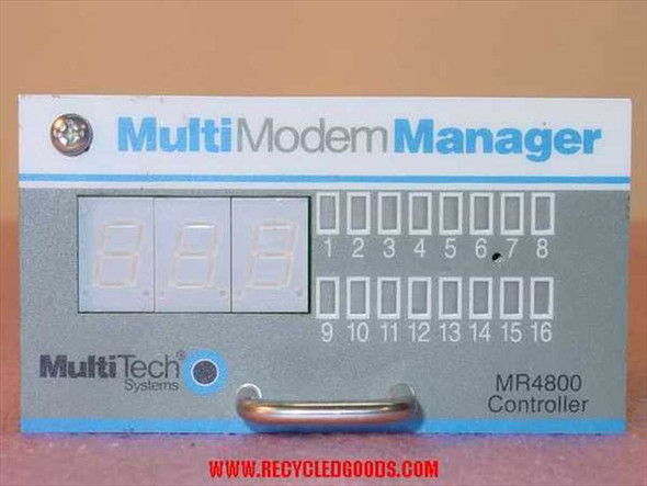 MultiTech MultiModem Manager MR4800 Controller faceplate with 16-port LED status indicators and 7-segment display