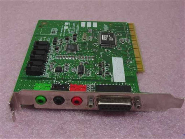 Creative Labs Sound Blaster PCI64 ES1370 AudioPCI sound card — front bracket view showing green line-out, black line-in, red mic 3.5mm jacks and DB15 game port