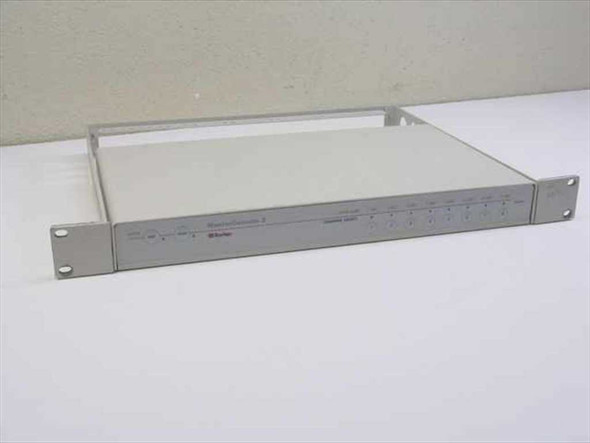 Raritan MasterConsole II KVM-0D0 8-port KVM switch — front and top view showing 1U rackmount form factor with rack ears