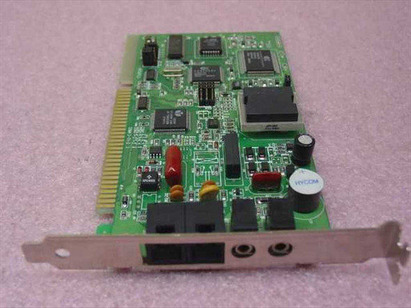 Jaton 6R5DR23 56K Modem ISA Sound Card – angled front view showing ISA edge connector, RJ-11 port, and audio jacks on bracket