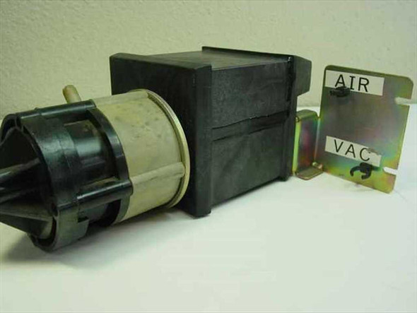 Cambridge Filter Corp A1255036G0 IBM 4780581 air filter – rear-left view showing filter element and included metal mounting bracket with AIR and VAC label tabs