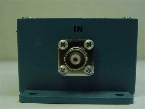 8.0 MHz Bessel Filter — rear view of input (IN) face showing panel-mount BNC female connector on teal enclosure
